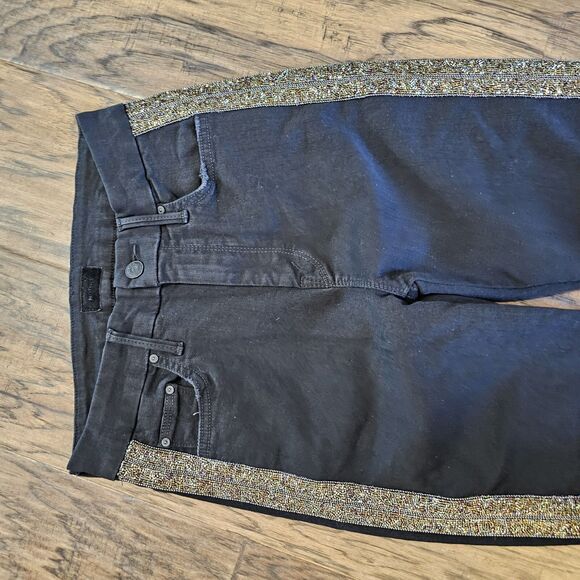 Mother Denim Sz 25 High Waisted Looker Ankle Fray Guilty Flash Beaded MSRP $238 - Picture 8 of 12